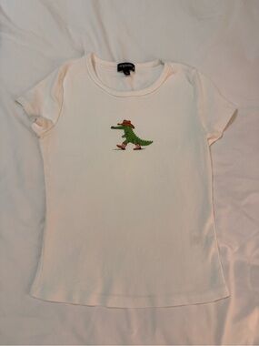 White Tee with Crocodile in boots